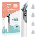 HITOMI Nasal Aspirator for Baby, Electric Nose Aspirator for Toddler with Adjustable 3 Levels Suction, Low Noise Rechargeable Baby Nose Sucker, Waterproof Automatic Nose Cleaner with 4 Silicone Tips