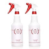 Uineko Plastic Spray Bottle 2 Pack, 32 Oz, All-Purpose Heavy Duty Spraying Bottles Sprayer Leak Proof Mist Empty Water Bottle for Cleaning Solution Planting Pet with Adjustable Nozzle - Red