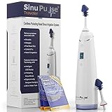 SinuPulse Traveler with 30 Sinuair Packets - Cordless Pulsating Nasal Irrigation Sinus Rinse System, Space Saving Cleaner & Relief Machine for Travel, More Effective than Neti Pot or Nose Spray Bottle