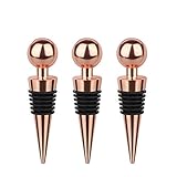 3 Pcs Wine Stoppers Bottle Stopper Wine Saver, Yimerlen Silicone Vacuum Wine Bottle Corks, Reusable Wine Stopper Used for Bar, Holiday Party Keep Wine Fresh Suitable for Standard Bottle (Rose Gold)