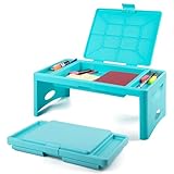 Foldable Lap Desk with Storage Pocket- | Perfect use for Children's Activites, Travel, Breakfast in Bed, Gaming and Much More! Great for Kids and Teens! (Teal Blue)