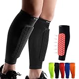 HiRui Soccer Shin Guards Shin Pads for Kids Youth Adult, Calf Compression Sleeve with Honeycomb Pads, Support for Shin Splint Baseball Boxing Kickboxing MTB, Lightweight(1PAIR)(Black, L)