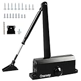 Onarway Adjustable Automatic Size 3 Spring Hydraulic Door Closer/Closure Aluminum Alloy, for Residential and Commercial Use with Fitting Template for Middle-Weight Door-Black