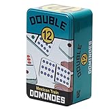 Front Porch Classics | Double 12 Colored Dot Dominoes Set On-The-Go Travel Storage Tin, 2 to 8 Players Ages 8 to 99