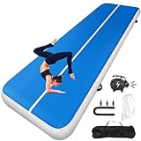Happybuy 20ft Inflatable Air Gymnastic Mat, 4 inches Thickness Air Tumble Track with Electric Air Pump,Dubrable Material Air Mat for Home Use / Training /Cheerleading / Yoga / Water,Navy Blue