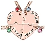 Jovivi Best Friends Forever and Ever Necklaces for 4 Alloy Heart Puzzle Pieces BBF Friendship Pendant Necklace Best Friends Jewelry