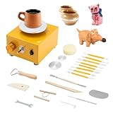 Mini Pottery Wheel with 3 Mini Turntable(1.8''/2.6''/3.9'') and 6 Pottery Shaping Tools, 2300RPM Pottery Wheel Machine Electric Pottery Wheel Mini Clay Making Pottery Machine(Golden)