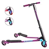 Yvolution Y Fliker Air A3 Kids Drifting Scooter | Swing Scooter for Boys and Girls Age 7+ Years (Purple), Medium
