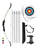 Three Archers Bow and Arrow Set Archery Youth Bow Beginner Bow for Outdoor Sport 43 in Take Down Recurve Bow Gift for Teens and Children -Green