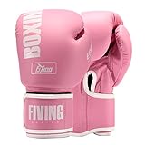 FIVING Pro Style Boxing Gloves for Women, PU Leather, Training Muay Thai,Sparring,Fighting Kickboxing,Adult Heavy Punching Bag Gloves Mitts Focus Pad Workout for Ladies (New Pink, 10oz)