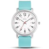 Nurses Watches for Women Medical Nursing Watch with Second Hand Waterproof 12/24 Hour Analog Quartz Wrist Watches for Womens Work Casual EMT Wristwatch with Teal Silicone Strap by MDC