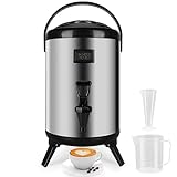 Insulated Beverage Dispenser 12 QT/3.2 Gallon, Stainless Steel Beverage Dispenser Cold and Hot Drink dispenser with Thermometer-Spigot for Hot Tea & Coffee, Cold Milk, Water, Juice