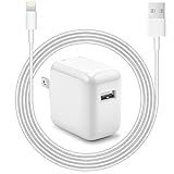 iPad Charger iPhone Charger [Apple MFi Certified] 12W USB Wall Charger Foldable Portable Travel Plug with USB Charging Cable Compatible with iPhone, iPad, iPad Mini, iPad Air 1/2/3, Airpod