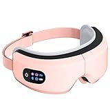 TLINNA Eye Massager with Airbag Kneading,Constant Temperature Hot Compress, Multi-Frequency Vibration and Bluetooth Music (Large, Pink)