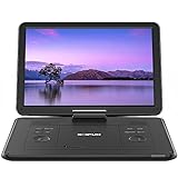 17.5' Portable DVD Player with 15.6' Large HD Screen, 6 Hours Rechargeable Battery, Support USB/SD Card/Sync TV and Multiple Disc Formats, High Volume Speaker,Black