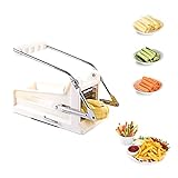 French Fry Cutter, Potato Cutter for French Fries with 2 Different Sizes Stainless Steel Blades Potato Slicer with No-Slip Suction Base