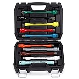 RIMKOLO 1/2' Drive Torque Limiting Extension Bar Set, 10-Piece Impact Torque Limiter Set with 8 Inch Color-Coded CR-MO Torque Sticks (65 to 150 Ft-Lbs) for Locking Lug Nuts