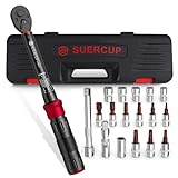 SUERCUP 1/4-Inch Drive Click Torque Wrench, 18 PCS Bike Torque Wrench Set 3-25Nm, Dual-Direction Adjustable 72 Tooth Click Torque Wrench, Used for Bicycle Maintenance