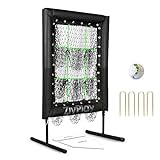 9 Hole Pitching Net 9 Pocket Pitching Net Pitcher Net 9 Hole Pitching Pocket Net with Pitching Strike Zone Target Neon Separator Ground Stakes and Training Ball to Practice Baseball Softball 20'x30'