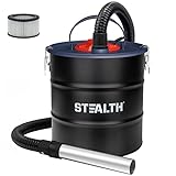 Stealth 4.8 Gallon Ash Vacuum, Portable Ash Vac with Powerful Suction for Fireplaces, Wood Burning Stoves, Bonfire Pits, Pellet Stoves, Model: EMV05S
