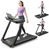 UREVO Treadmill with Desk, 3 in 1 Foldable Treadmill with Removable Desk, Install Free Under Desk Treadmill, 3HP Powerful Walking Treadmill for Office with Remote and 2s Folding (Black)