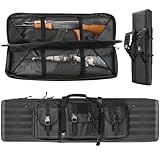46in Double Rifle Bag, Tactical Long Rifle Backpack, Portable Shotgun Case for Firearm Storage and Transportation, Suitable for Outdoor Hunting Shooting(46in Black)