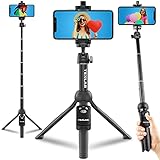 Texlar Selfie Stick Tripod 48 Inch with Remote for iPhone 13, 12, 11, XR, X, 8, 7, Pro, Max, Plus, SE, Android Phone, Smartphone - TS48 Pro Small Mini Cellphone Stand