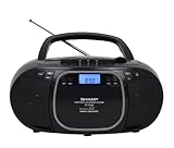 Sharp QT-CD290(BK) Portable CD MP3 Cassette Boombox with AM/FM Stereo and Aux Input, Black
