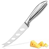 WELLSTAR Cheese Knife, Serrated Tomato Knife 5 Inch Sharp High Carbon Stainless Steel Blade for Cutting All Cheese Types – Silver