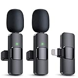 PQRQP 2 Pack Wireless Lavalier Microphones for iPhone, iPad - Crystal Clear Sound Quality for Recording, Live Streaming, YouTube, Facebook, TikTok