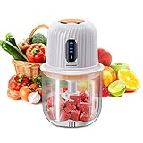 Cordless Food Processor Electric, 600ML Small Electric Food Chopper Glass Bowl for Meat Vegetables Onions Garlic, Meat Chopper Blender