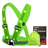 TAGVO LED Reflective Safety Vest with Storage Bag, USB Charging LED Reflective Vest, Night Light up Vest, Adjustable Elastic Running Gear Reflector Straps for Sports Outdoor Cycling Walking Working
