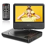 WONNIE 9.5' Portable DVD Player for Kids and Car with 7.5' Swivel Screen, 4-6 Hours Rechargeable Battery, Regions Free, AV in/Out, Support USB/SD Card/Sync TV