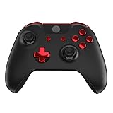eXtremeRate LB RB LT RT Bumpers Triggers D-Pad ABXY Start Back Sync Buttons, Chrome Red Full Set Buttons Repair Kits with Tools for Xbox One S & Xbox One X Controller (Model 1708)
