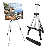 Artist Easel Stand, RRFTOK Aluminum Metal Tripod Adjustable Easel for Painting Canvases Height from 17 to 66 Inch,Carry Bag for Table-Top/Floor Drawing and Didplaying