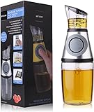 Superior Glass Oil and Vinegar Dispenser, Measuring Oil Pourer for Kitchen, Clear Glass Oil Bottle with Scale, 8.5 Oz