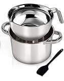 Marsheepy Double Boiler Pot Set,1250ML/1.1QT Mixing Bowl for Chocolate Melting, 2200ML/ 2QT 304 Stainless Steel Pot With Silicone Spatula for Melting Chocolate, Candy, Candle, Soap, Wax