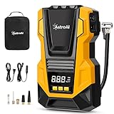 AstroAI Air Compressor Tire Inflator Portable DC/AC Air Pump Auto Tire Pump for Car Tires, 150PSI with LED Light for Cars, Balls, Motorcycles, and Other Inflatables(Yellow)