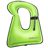 ohkooy Inflatable Snorkel Vest for Adults, Travel Size Snorkeling Buoyancy Adjustment Gear Swimming Jacket & Water Sport-Green,(SVG1)