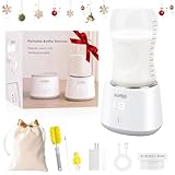 AUMIO Portable Bottle Warmer with Gift Packaging, Baby Bottle Warmer for Travel Compatible with Most Bottles Rechargeable Travel Bottle Warmer Cordless for Breastmilk Formula, 4 Temperature Settings
