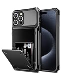 Vofolen Case Compatible with iPhone 15 Pro Max with Card Holder 4-Card Dual Layer Heavy Duty Shockproof Wallet Case Hidden Flip Card Slot Protective Hard Back Cover for iPhone 15 Pro Max 6.7'' Black