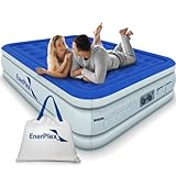 EnerPlex Queen Air Mattress with Built-in Pump - 16 Inch Double Height Inflatable Mattress for Camping, Home & Portable Travel - Durable Blow Up Bed with Dual Pump - Easy to Inflate/Quick Set Up﻿