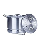 ARC 12 Quart Aluminum Tamale Steamer Pot, Crab Pot Stock Pot with Steamer tube for Seafood Crawfish Crab Vegetable with Rivet Handle, Silver