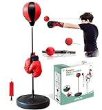 Kvittra Punching Bag for Kids Include 2 Different Level Reflex Ball, Boxing Toys for Toddler, Boxing Bag Sets with Height Adjustable Stand, Gift for Boys & Girls Age 5,6,7,8,9,10 Years Old