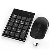 Wireless Number Pad and Mouse Combo,2.4G 19 Keys USB Wireless Numeric Keypad,3 Adjustable Silent Mouse Speeds DPI 800/1200/1600,Set for Laptop,Notebook,Desktop,PC Computer-Use One USB Receiver