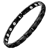 Feraco Magnetic Bracelet for Women Titanium Steel Magnetic Bracelet with Neodymium Magnets, Christmas Jewelry Gifts (Black)