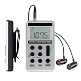 SWDSTP Portable AM FM Radio, Walkman Radio with Digital Tuning LCD Display, Rechargeable Pocket Radio with Earphone, Small Radio with Detachable Belt Clip for Walking, Jogging