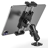 Keuvirya Heavy Duty Tablet Mount for Truck & Vehicle, Drill Base Tablet Holder for Truck with Aluminum Arm, Compatible with 4.7'-12.9' Tablets/iPad/Phones, iPad Truck Mount for Dashboard, Walls, Boat