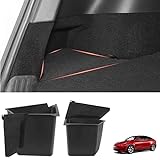 BASENOR 2020-2021 Tesla Model Y Trunk Organizer Waterproof Rear Trunk Storage Bins Side Box with Carpeted Lip Interior Accessories Set of 2 for 5-Seater