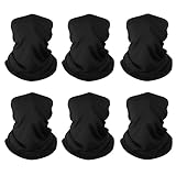 6 Pack Neck Gaiter Bandana Face Mask: Cooling Gator Mask for Outdoor Protection Breathable Face Cover Neck Scarf Protect from Dust Sun for Men Women Fishing Cycling Washable Facemask Gaitor, Black